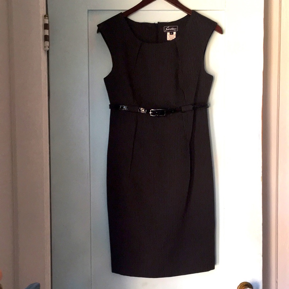 Black pin striped pencil dress 6p